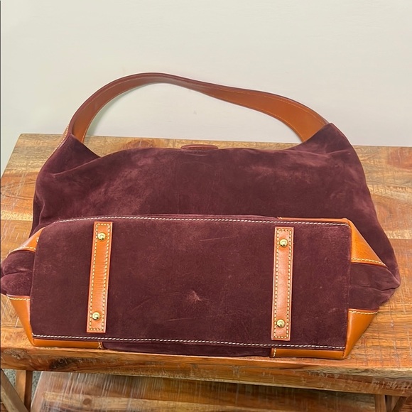 Dooney & Bourke Burgundy Fall Suede Leather Women's Bag and Matching Wallet Set - Picture 13 of 14